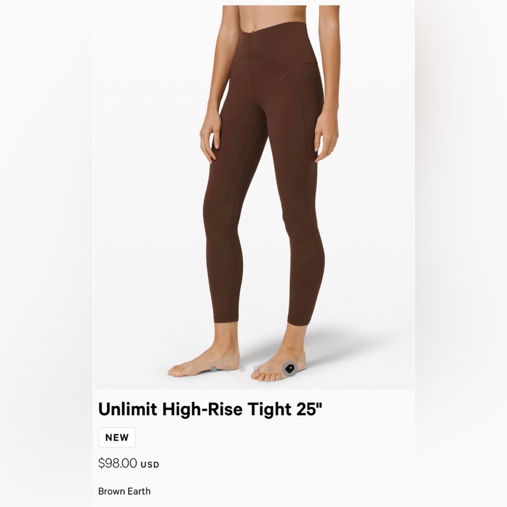 Lululemon unlimit high rise tight size 2 brown earth